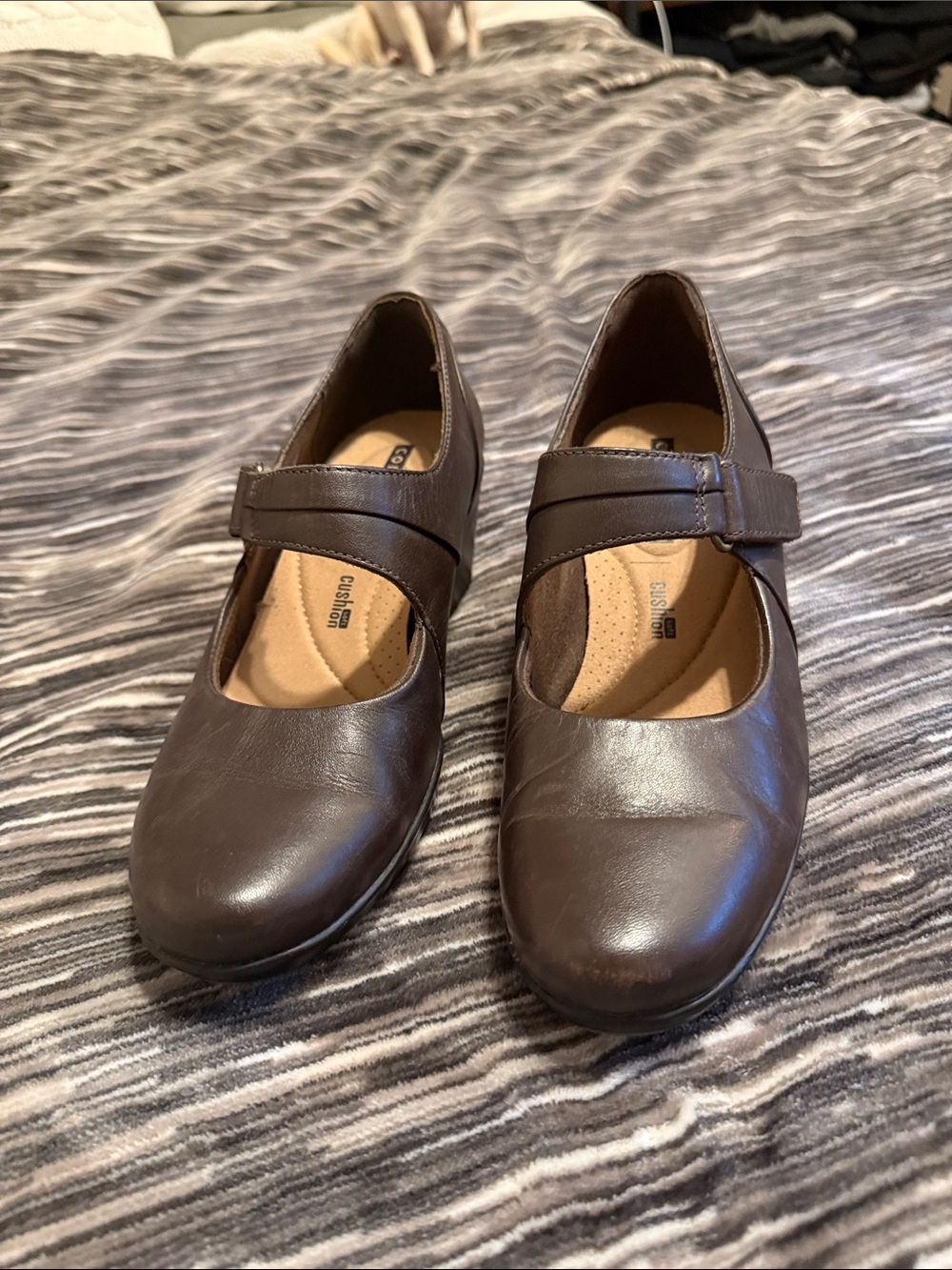 Clarks Dark Brown Mary Jane Comfort Flats